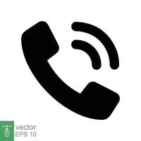 Phone call icon. Simple flat style. Old phone, cell phone, contact concept. Solid, glyph symbol. Vector illustration isolated on white background. EPS 10.