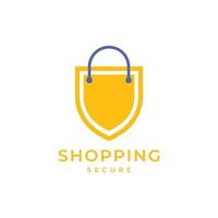 shopping secure guard shield bag logo design vector icon illustration template