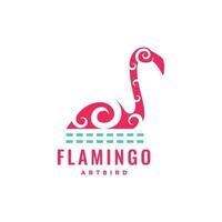 art flamingo and water lake abstract logo design vector icon illustration template