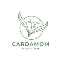 semilla de cardamomo especia cocina comida línea de cocina diseño de logotipo mínimo vector icono ilustración plantilla