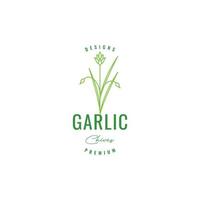 garlic leaves green cooking food tasty spice hipster logo design vector icon illustration template