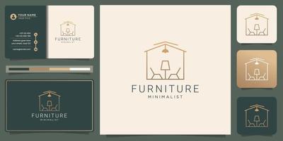 diseño de línea interior creativa con plantilla de tarjeta de visita. inspiración de logotipo de muebles minimalistas vector