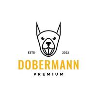 mascota perro cara dobermann sonrisa linda línea logo diseño icono ilustración plantilla vector