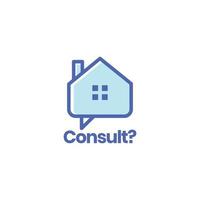 home house real estate consulting bubble chat talking architect building abstract logo design vector icon illustration template