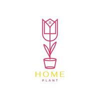 florist home flower line vase pots modern beauty logo design vector icon illustration template