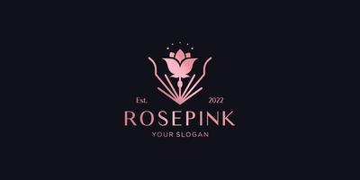 abstract flower rose gold logo template line style inspiration for fashion, skin care, cosmetic. vector