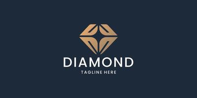 symbol of diamond gem logo template with light concept design. vector