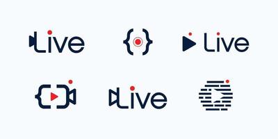 Live streaming icon set. Live broadcasting buttons and symbols. Set of online stream icons. vector