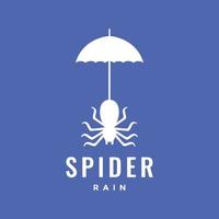 spider tarantula with umbrella rain modern logo design vector icon illustration template