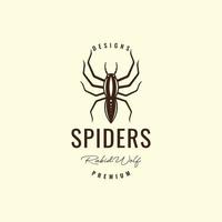 rabioso lobo araña tarántula peligro insecto animal vintage hipster logotipo diseño vector icono ilustración plantilla