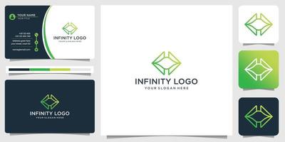 geometric Infinity logo with line art style and business card design template outline color gradient vector