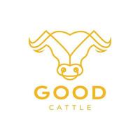 head cow cattle livestock modern minimal line art logo design vector icon illustration template