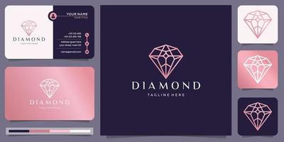 geometry diamonds gem logo with abstract line, minimalist jewelry logo inspiration, rose gold color. vector