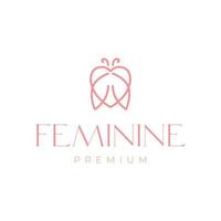 feminine love heart insect wing minimal line logo design vector icon illustration template