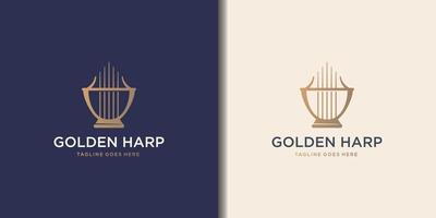 golden ancient lyre icon isolated on white and dark background. golden harp inspiration. vector