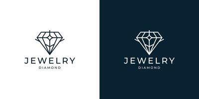 geometry diamonds gem logo with light concept, line minimalist jewelry logo inspiration. vector
