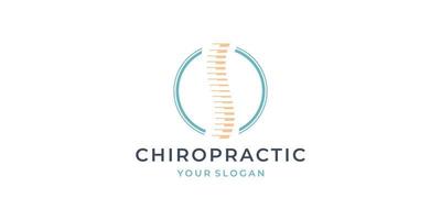 minimalist linear chiropractic logo template with circle frame shape design inspiration. vector