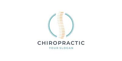 minimalist linear chiropractic logo template with circle frame shape design inspiration. vector