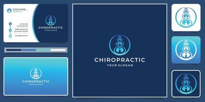 symbol of spine logo design. vertical spine logo template with circle frame shape and business card. vector