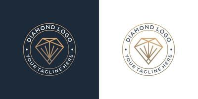 insignia retro plantilla de logotipo de gema de diamante de lujo. forma de círculo de joyería de diamantes minimalista creativa. vector