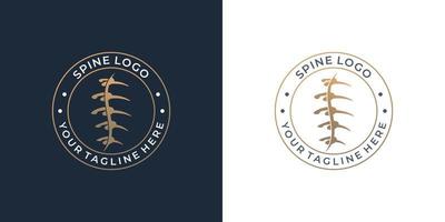 plantilla de logotipo de lomo de insignia vintage retro. inspiración de diseño de clínica quiropráctica para la ciencia. vector