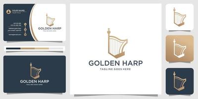 Musical harp, lyre symbol or logo. Classical music concept vector and business card illustration.