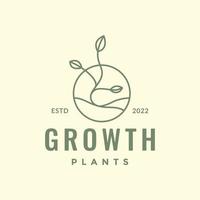 agriculture field plant garden growth circle hipster logo design vector icon illustration template