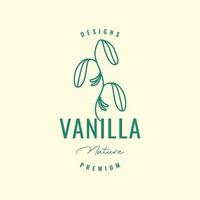 plant vanilla food spice cooking food delicious taste hipster line logo design vector icon illustration template