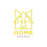 hogar jaula perro mascotas amigo animal línea geométrica moderno logotipo diseño vector icono ilustración plantilla