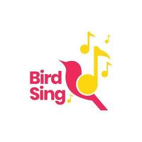 bird sing notes music instrument voice colorful abstract logo design vector icon illustration template