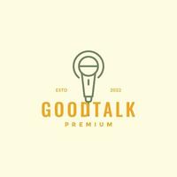microphone talk podcast sing geometric minimal line logo design vector icon illustration template