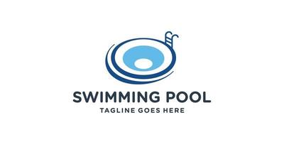 Swimming Pool Logo Design Vector.creative circular shape concept pool symbol. vector