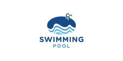 Vector swimming pool logo design illustration