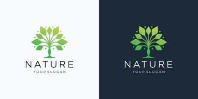 modern tree logo vector template. Nature tree logo gradient color concept. Premium tree sign emblem