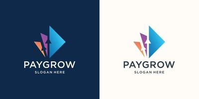 Abstract payment vector logo design with growth arrow shape design.