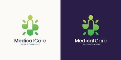 abstract people medical care logo. Human Icon with plus medical Symbol design. vector