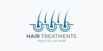 Creative hair follicle logo. hair diagnostic center.  beauty salon, clinic, split ends, vector