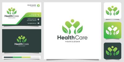 diseño de logotipo de atención médica. adecuado para su empresa de atención médica u hospital con tarjeta de presentación vector