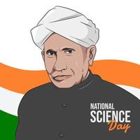 científico cv raman, día nacional de la ciencia india vector