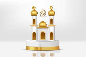celebración islámica 3d realista con adorno islámico y podio de producto. ilustración vectorial 3d vector