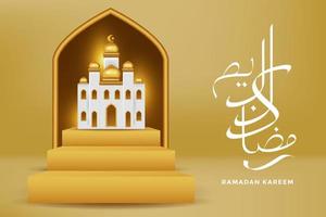 Fondo de tarjeta de felicitación ramadan kareem con ilustración de vector de ornamento islámico