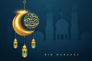 Fondo de tarjeta de felicitación eid mubarak con ilustración de vector de ornamento islámico