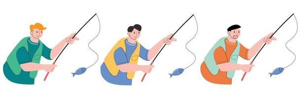 character people fishing vector illustration