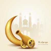 Fondo de tarjeta de felicitación eid mubarak con ilustración de vector de ornamento islámico