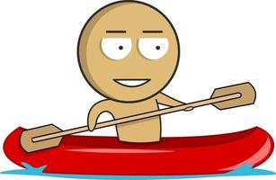 A boy with an oar in his hands swims in a kayak vector