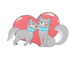 Vector graphics vector design of a beige gray cat with a heart for Valentine's Day So Sweet doodle in cartoon style