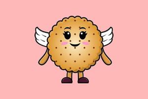 Cute cartoon Cookies character wearing wings vector