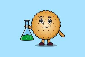 Cute cartoon mascot character Cookies as scientist vector