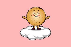 Cute cartoon Cookies character standing in cloud vector