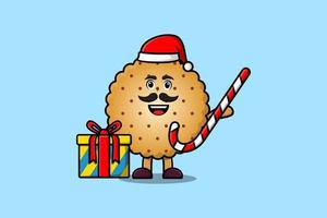 cute cartoon Cookies santa clause bringing candy vector